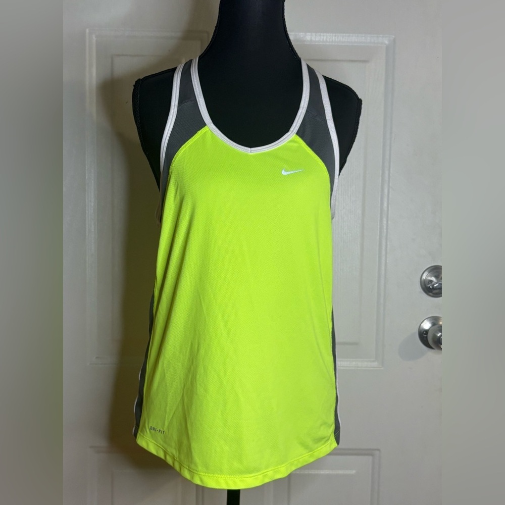 Nike Women's One Dri-FIT tank top in a neon yellow color size M